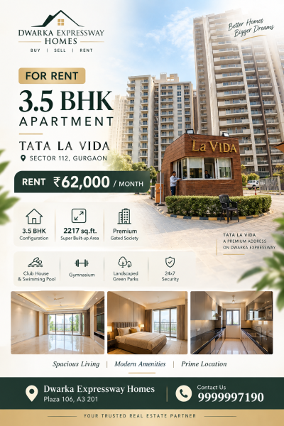 3.5 BHK flat for rent in TATA LA VIDA 